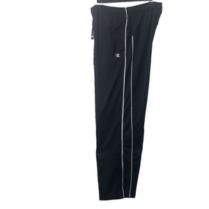 CHAMPION Track Pants Large Black White Stipes,  Inseam 31" Waist 15 3/4"  USED